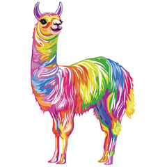 Colorful Rainbow Llama Illustration