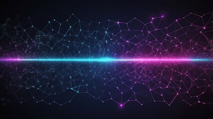 Obraz premium Neon Network Grid Abstract Background