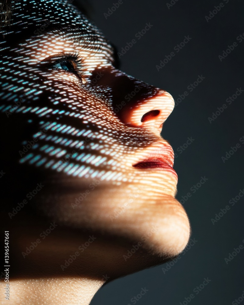 Aufkleber Digital Metamorphosis Immersive AI-Driven Visualization of Human Consciousness - Cutting-Edge Neurotech Portrait Exploring Sensory Projection and Identity Transformation