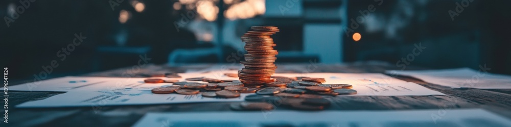 Poster minimalist financial forecast copper-toned investment visualization with balanced data insights for 