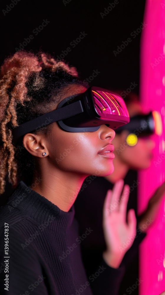 Poster next-gen digital immersion gen z vr experience with neon-fueled mixed reality tech - cutting-edge we