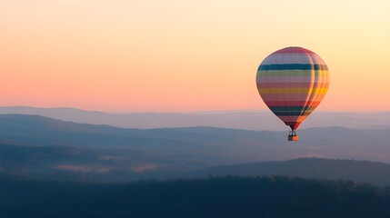 Fototapeta premium Stunning Hot Air Balloon Over Serene Landscape at Sunrise