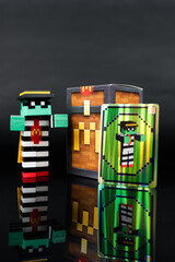 Fototapeta premium Bangkok, Thailand - April 10, 2025 : Toy of Zombie hamburglar form McDonald. Blind box toy from McDonald's collaboration with Minecraft movie.