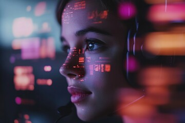 Cybernetic Future Persona Immersive AI Interaction with Holographic Data Visualization - Next-Gen Digital Transformation and Intelligent User Experience Design