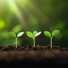 Fototapeta premium Regenerative Growth Eco-Innovative Seedling Development in Sustainable Agriculture - Next-Gen Climate Resilience and Green Technology Visualization