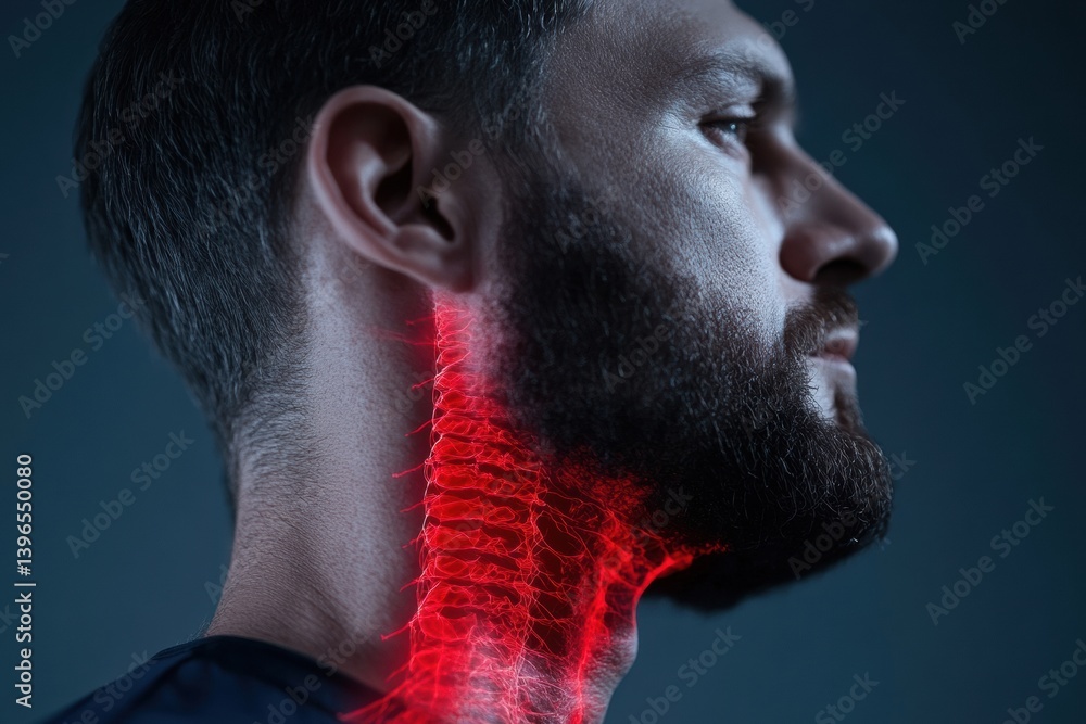 Poster next-gen medical visualization immersive anatomical ai of cervical spine highlighting neurological p