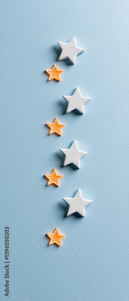 Aufkleber minimalist five-star rating experience digital performance evaluation with soft pastel ceramic stars