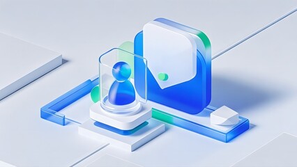 3d blue techy user icon background