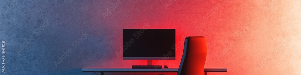 Aufkleber cyberpunk gaming sanctuary minimalist high-performance workstation with immersive rgb gradient light