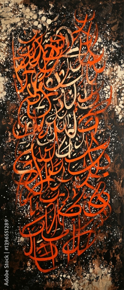 Poster abstract art with orange and brown colors creating a textured effect.