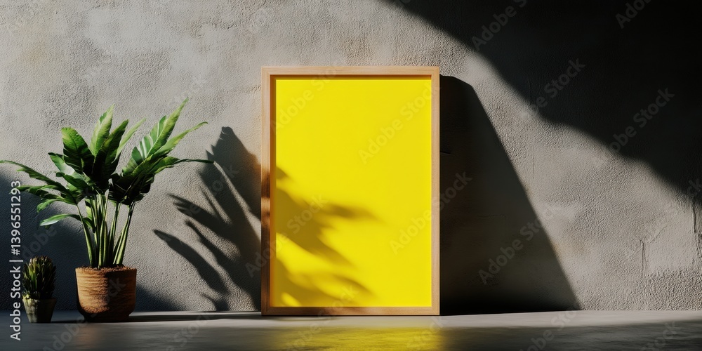 Aufkleber minimalist digital portal vibrant yellow display frame with urban industrial texture, capturing mode