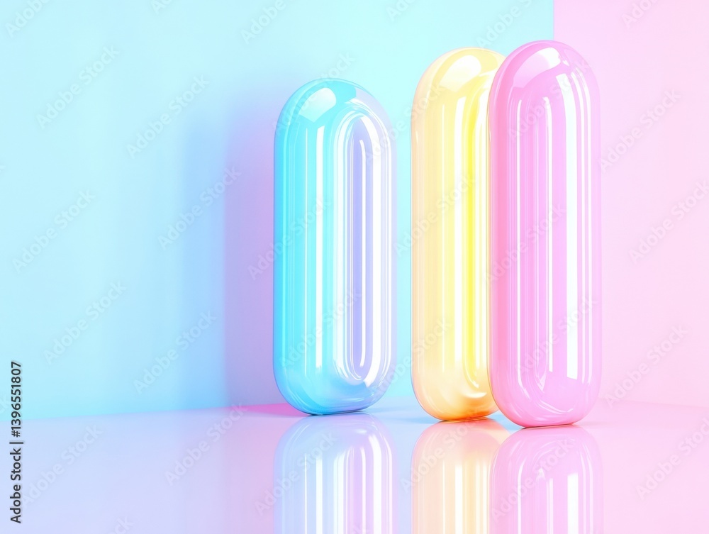 Aufkleber Soft Pastel Digital Capsules Minimalist Exploring Chromatic Design Trends in Tech Innovation and Wellness Visualization