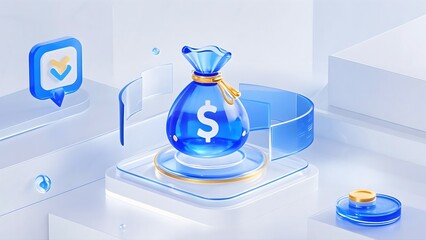 3d finance moneybags money management investment scenarios