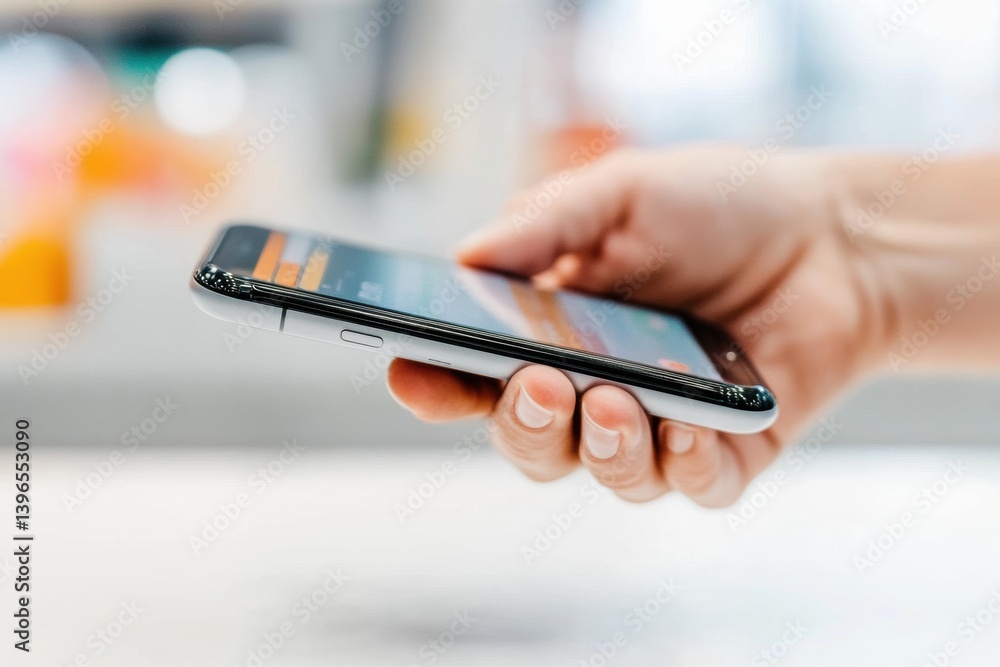 Poster minimalist mobile commerce sleek smartphone contactless payment experience - digital wallet innovati