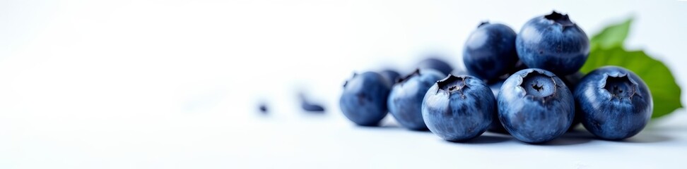 Ripe succulent blueberries on white background, antioxidant-rich fruits for healthy eating, plump, blueberry, fresh