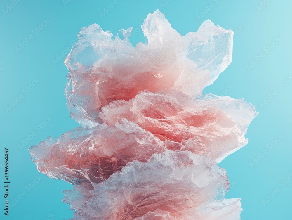 Poster ethereal cloud sculpture translucent pastel digital art - innovative texture design for minimalist c