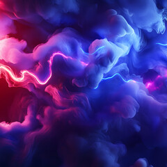 Obraz premium abstract smoke background, flowing shapes, neon light effect, dark backdrop, dramatic mood