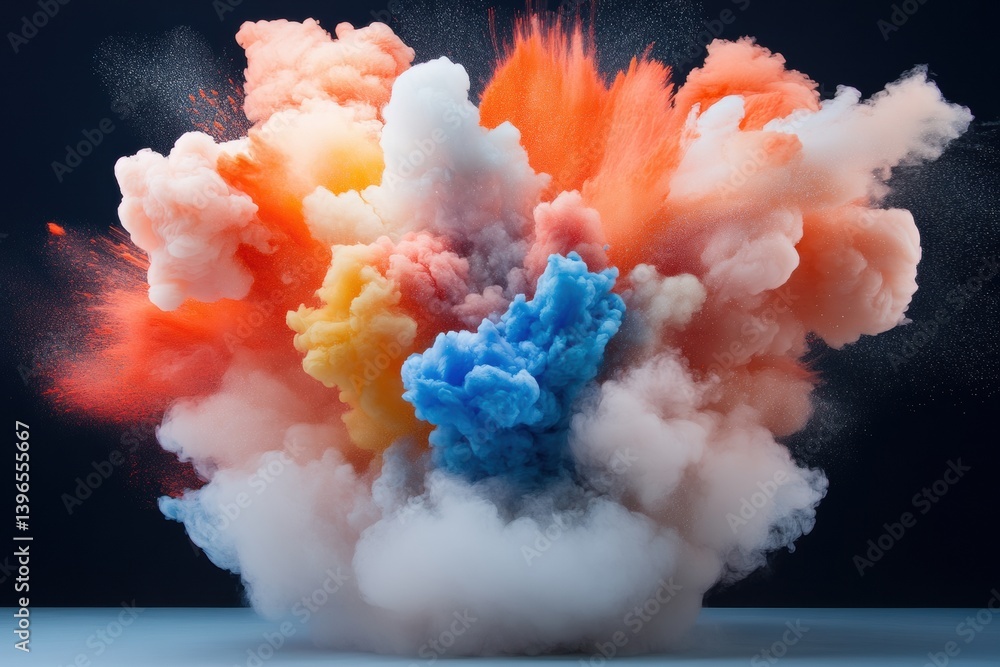 Poster immersive color explosion quantum aesthetic visualization of dynamic energy dispersal, next-gen digi