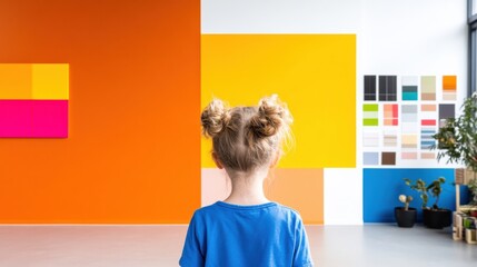 Next-Gen Creative Process Millennial Design Professional Exploring Color Theory, Brand Visualization, and Spatial Innovation in Modern Collaborative Workspace