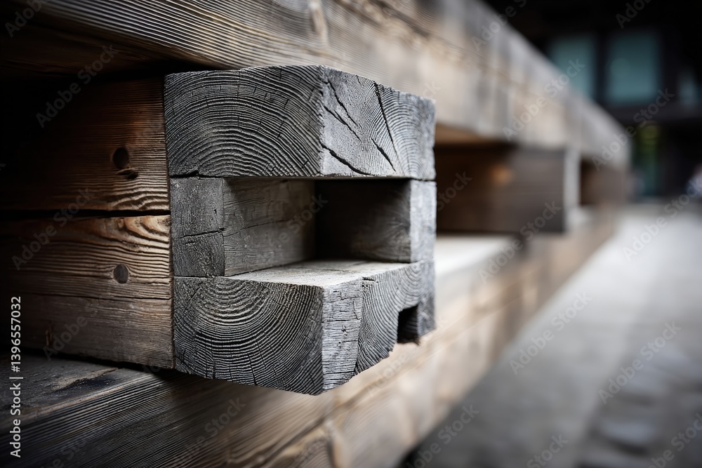 Poster close-up of a wooden structure with intricate grain patterns.
