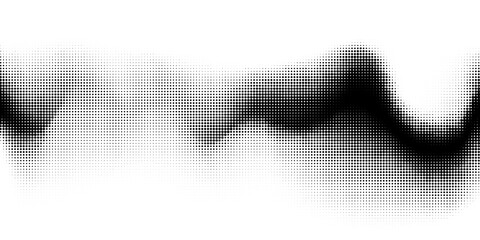 Fototapeta premium Abstract Black Halftone Curly Wave Isolated on White Background. Modern wave pattern with flowing dotted texture and fade shadows. Perfect for posters, branding, web, print