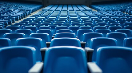 Obraz premium Blue stadium seating rows stock photo for event venue concert hall auditorium and arena photography