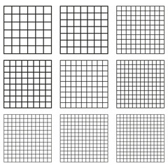 Fototapeta premium Square grid layout. Vector structured pattern. Black geometric shape. Minimalist cell format. 