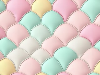 Fototapeta premium A colorful, textured pattern of interlocking shapes in pastel hues, creating a visually appealing and soft surface design.