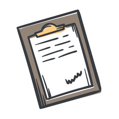 Tablet. Document. Vector Hand Drawn Illustration Isolated on White Background for Icon, Sticker, Print