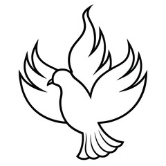Obraz premium Peace Dove Line Art with Trio of Flames 