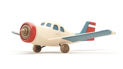 Cartoon airplane toy isolated on white.