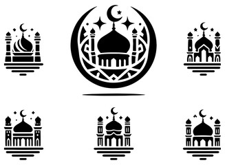 Set of mosque design inspired by artistic symmetry and abstract geometry