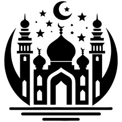 Stylish mosque architecture with artistic dome and ornamental elegance