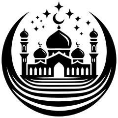 Beautiful Islamic mosque showcasing abstract curves and stylish ornamentation