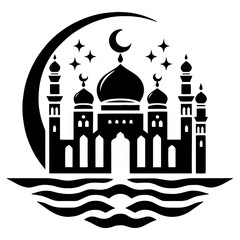 Artistic mosque structure featuring symmetrical patterns and elegant geometric shapes