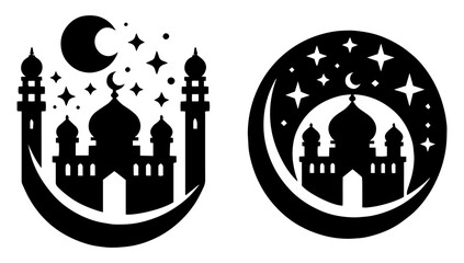 Silhouette of a mosque expressing artistic beauty and abstract creativity