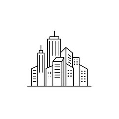 Fototapeta premium Outline of modern skyscrapers in a cityscape on white background - 