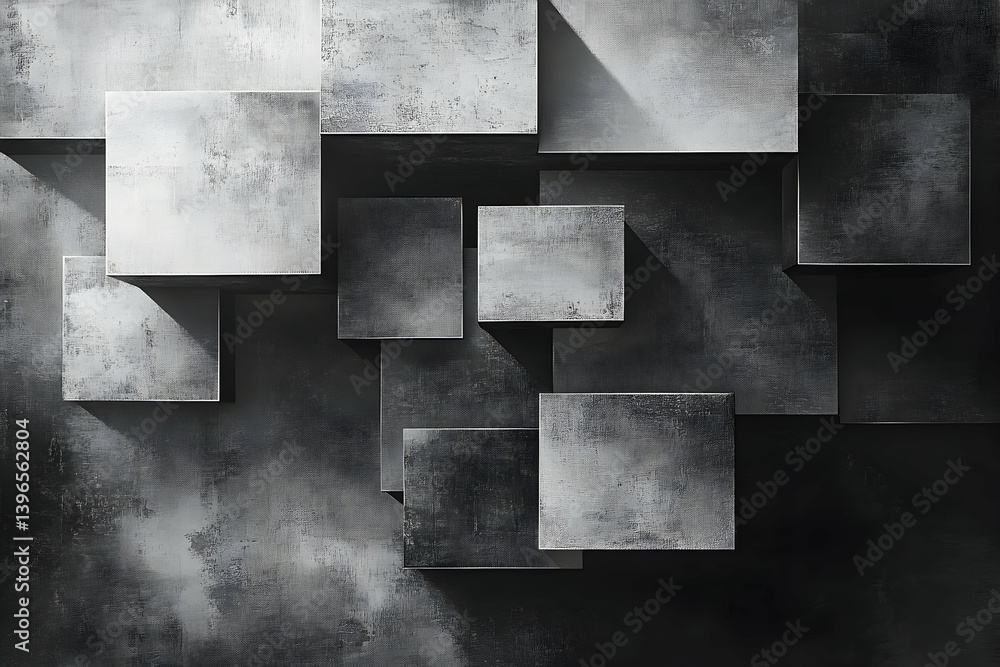 Aufkleber abstract grayscale textured square shapes composition.
