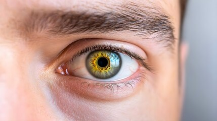 Obraz premium Close-Up of Male Eye with Brown and Yellow Iris Capturing Detail