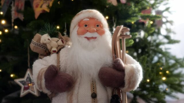 This delightful Santa Claus figurine serves as a charming decor piece for any Christmas celebration, adding a joyful touch to your festive decorations and family gatherings this December