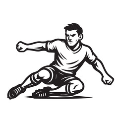 Fototapeta premium Soccer Player Sliding Tackle Action Drawing
