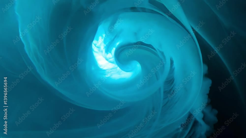Poster tracking video moving alongside the action of a fog vortex with high contrast lighting with sharp hi