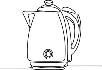 Modern Electric Kettle Line Drawing Vector