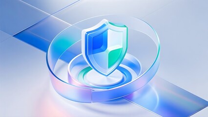 3d, security shield financial protection icon scene