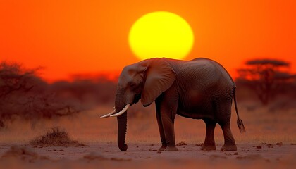 Naklejka premium Elephant Sunset Savanna (2)