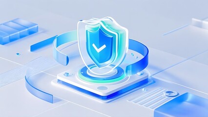 3d, security shield financial protection icon scene