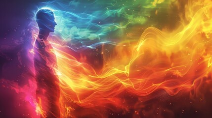 Fototapeta premium Exploring the ethereal energy and spiritual presence in a vibrant cosmic landscape