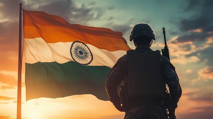 KargilVijay diwas , Kargil Victory Day of indian Army , with an Indian Flag