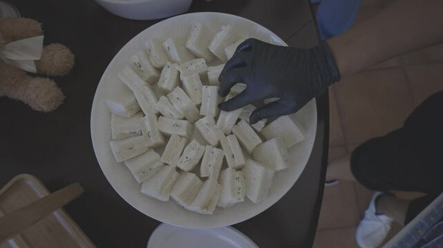 sandwiches prepraring by a chef, canon eos r, 8bits c-log color HD