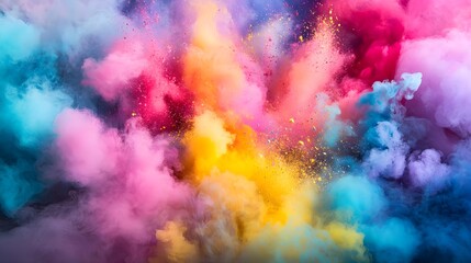 Vibrant Smoke Splashes Creating a Rainbow of Colorful Effects